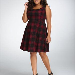 Torrid Red & black plaid knee length dress